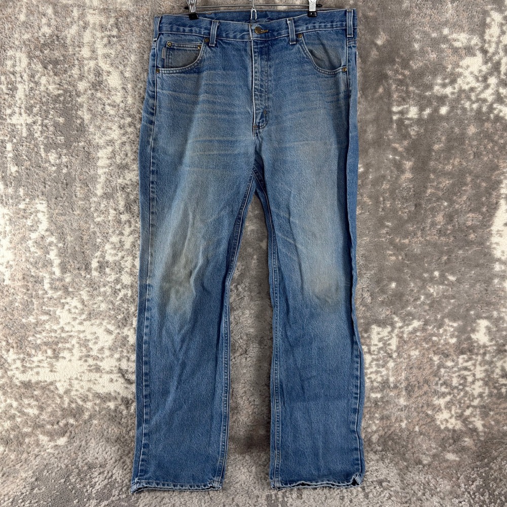 Carhartt Size 38x34 Straight Leg Workwear Denim Jeans Blue Mens